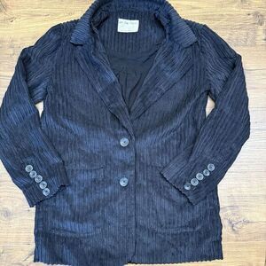 Free People We The Free $168 Everly XS Black Corduroy‎ Oversized Blazer Jacket